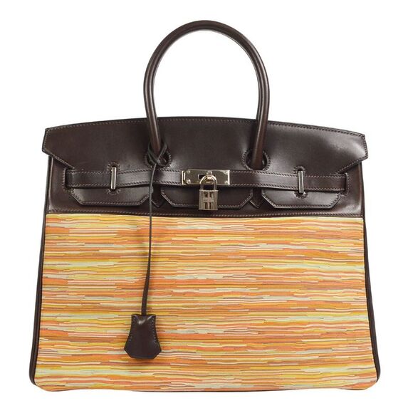 Hermes Handbags - Hermes Birkin Handbag Vibrato And Evercalf Brown Leather Handbag (Pre-Owned)